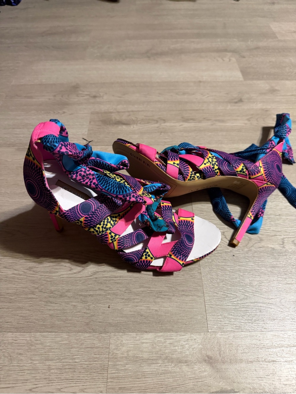 Bold Pink Multicolor Strappy High Heel Sandals - Women